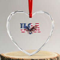 USA Soccer Eagle American Flag Fan Heart Crystal Glass Ornament