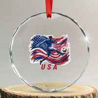 USA Soccer Fan American Flag Crystal Glass Ornament