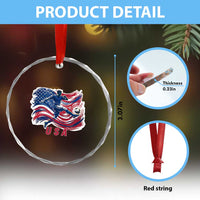 USA Soccer Fan American Flag Crystal Glass Ornament