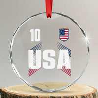 USA Soccer Sports Graphic Number 10 Jersey Style Crystal Glass Ornament Proud Fans Game Day Pride