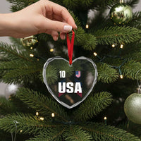 USA Soccer Sports Graphic Number 10 Jersey Style Heart Crystal Glass Ornament Proud Fans Game Day Pride