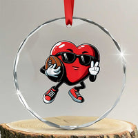 Valentines Day Heart Playing Football Crystal Glass Ornament Cute Gift for Sports Lovers TS02