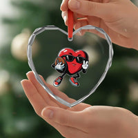 Valentines Day Heart Playing Football Heart Crystal Glass Ornament Cute Gift for Sports Lovers - Wonder Print Shop