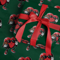 Valentines Day Heart Playing Football Wrapping Paper Roll Cute Gift for Sports Lovers - Wonder Print Shop