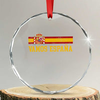 Vamos Espana Spainish Flag Vintage Spain Coat of Arms Crystal Glass Ornament