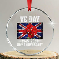 VE Day 80th Anniversary Crystal Glass Ornament 2025 Celebration Union Flag Poppies WWII Remembrance TS02