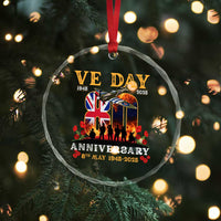 VE Day 80th Anniversary Crystal Glass Ornament 2025 Celebration Union Flag WWII Remembrance - Wonder Print Shop