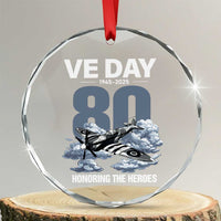 VE Day 80th Anniversary Crystal Glass Ornament 2025 Celebration WWII Remembrance Retro - Wonder Print Shop