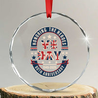 VE Day 80th Anniversary Crystal Glass Ornament 2025 Patriotic WWII Remembrance Vintage TS02