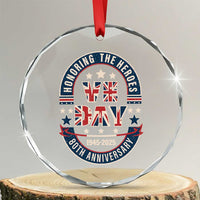 VE Day 80th Anniversary Crystal Glass Ornament 2025 Patriotic WWII Remembrance Vintage - Wonder Print Shop