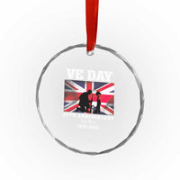 VE Day 80th Anniversary Crystal Glass Ornament Victory in Europe Union Flag WWII Remembrance - Wonder Print Shop