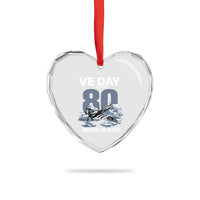VE Day 80th Anniversary Heart Crystal Glass Ornament 2025 Celebration WWII Remembrance Retro - Wonder Print Shop