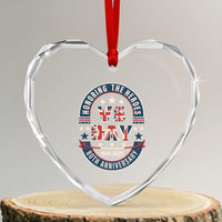 VE Day 80th Anniversary Heart Crystal Glass Ornament 2025 Patriotic WWII Remembrance Vintage - Wonder Print Shop