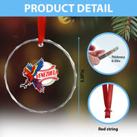 Venezuela Baseball Flying Scarlet Macaw and Ball Crystal Glass Ornament Ara Macao Guacamaya Venezuelan Pride