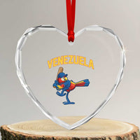 Venezuela Baseball Macaw Batter Heart Crystal Glass Ornament Ara Macao Guacamaya Venezuelan Pride