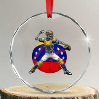 Venezuela Baseball Pitcher Skeleton Crystal Glass Ornament Venezuelan Flag Venezuela Pride Sports Fans