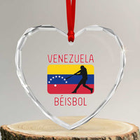 Venezuela Beisbol Flag Heart Crystal Glass Ornament Venezuelan Baseball Pride Latino Sports Fans
