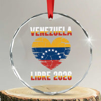 Venezuela Libre 2026 Crystal Glass Ornament Venezuelan Flag Heart Freedom and National Pride - Wonder Print Shop