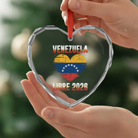 Venezuela Libre 2026 Heart Crystal Glass Ornament Venezuelan Flag Heart Freedom and National Pride - Wonder Print Shop