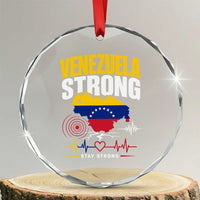 Venezuela Strong Support and Solidarity Crystal Glass Ornament Patriotic Venezuelan Flag Country Map