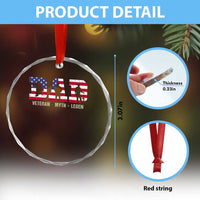 Veteran Dad The Myth Legend Crystal Glass Ornament Cool Father's Day Military Gifts 4th of July