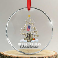 Veteran Day Xmas Crystal Glass Ornament Merry Veteran Christmas Fir Tree Dog Tag Combat Shoes TS11