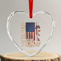 Veteran Of The United States Heart Crystal Glass Ornament Army US Flag Veteran Patriotic