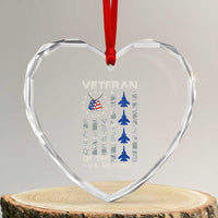 Veteran Of The US Air Force Heart Crystal Glass Ornament Vintage Camo USA Flag Veterans - Wonder Print Shop