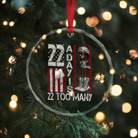 Veteran Suicide Awareness Crystal Glass Ornament 22 A Day Is 22 Too Many TS02