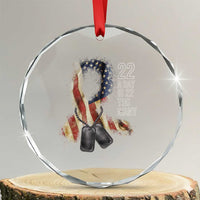 Veteran Suicide Awareness Crystal Glass Ornament 22 A Day Is 22 Too Many American Flag Ribbon TS02