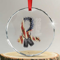 Veteran Suicide Awareness Crystal Glass Ornament 22 A Day Is 22 Too Many American Flag Ribbon - Wonder Print Shop