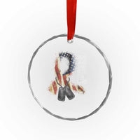 Veteran Suicide Awareness Crystal Glass Ornament 22 A Day Is 22 Too Many American Flag Ribbon TS02