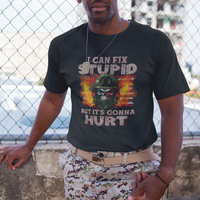 Soldier Skull T Shirt I Can Fix Stupid But It's Gonna Hurt Grumpy Veteran Skull - Wonder Print Shop