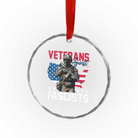 Veterans Against Fascists Crystal Glass Ornament Patriotic Soldier Vintage American Flag TS11