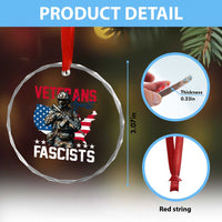 Veterans Against Fascists Crystal Glass Ornament Patriotic Soldier Vintage American Flag - Wonder Print Shop