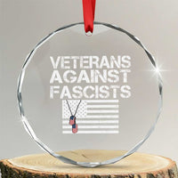 Veterans Against Fascists Crystal Glass Ornament Patriotic Soldier Vintage American Flag Dog Tag - Wonder Print Shop