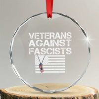 Veterans Against Fascists Crystal Glass Ornament Patriotic Soldier Vintage American Flag Dog Tag TS11
