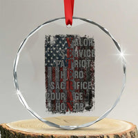 Veterans Valor Service Patriot Hero Sacrifice Courage Honor Crystal Glass Ornament American Flag - Wonder Print Shop