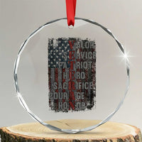 Veterans Valor Service Patriot Hero Sacrifice Courage Honor Crystal Glass Ornament American Flag TS11