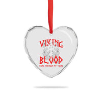 Viking Blood Runs Through My Veins Heart Crystal Glass Ornament Compass Vegvisir Nordic Rune Celtic