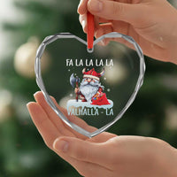 Viking Xmas Heart Crystal Glass Ornament Fa La La La Valhalla La Viking Santa Gnome - Wonder Print Shop