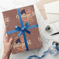 Vintage 1956 Stamp Wrapping Paper Roll Funny 70th Birthday USA Flag 70 Year Old Bday