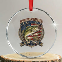 Vintage 250 Years Of Fishing Crystal Glass Ornament American Flag Fisherman