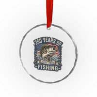 Vintage 250 Years Of Fishing Crystal Glass Ornament Patriotic Angler