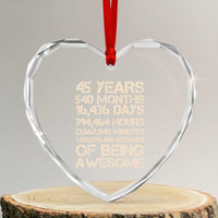 Vintage 45th Birthday Gift Heart Crystal Glass Ornament 45 Years Of Being Awesome