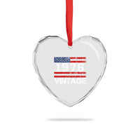 Vintage 50th Birthday Heart Crystal Glass Ornament Retro 1976 American Flag 50 Year Old