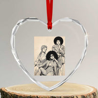 Vintage 70s Afro Queen Black Girl Pride Fashion Heart Crystal Glass Ornament