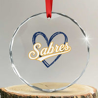 Vintage 70s Sabres Name Heart Script Style Crystal Glass Ornament Retro Distressed Tailgate Spirit Sports Fan