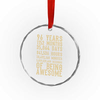 Vintage 96th Birthday Gift Crystal Glass Ornament 96 Years Of Being Awesome