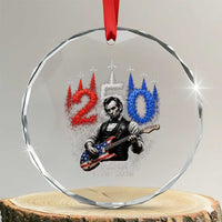 Vintage Abraham Lincoln Abe Lincoln Playing Guitar 250 Years Crystal Glass Ornament 1776 2026 Humor Patriotic